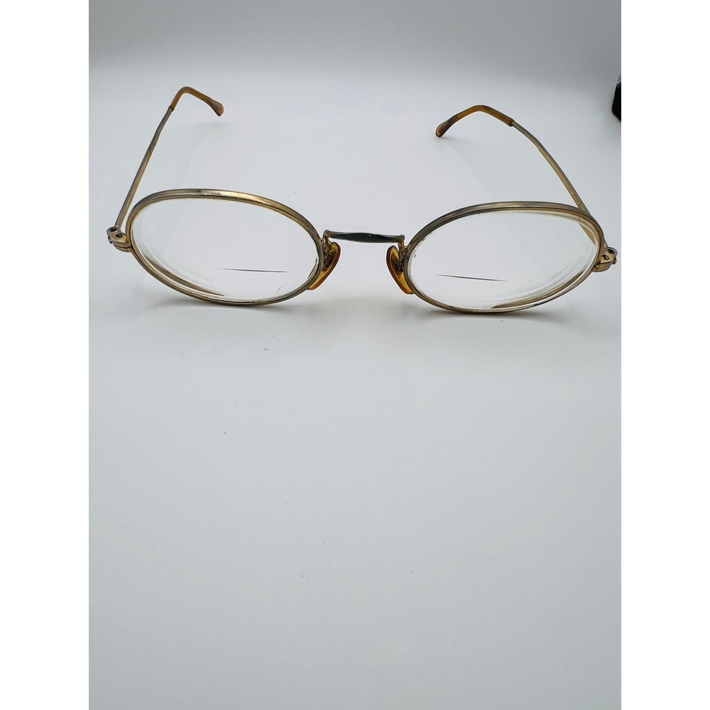Vintage Oval GWO Gold Tone Eyeglasses 50-22 Bifocal Glasses with Tapestry Case